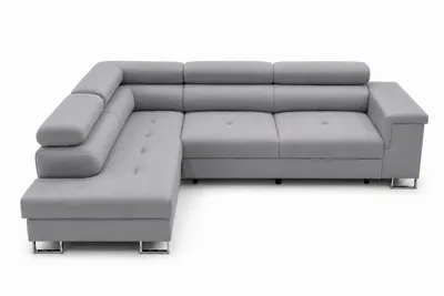 Obrázek produktu pro Rohová sedačka L-tvaru ALVARO, barva šedá, rozměry 275 x 90 x 202 cm, s možností rozložení na lůžko a s úložným prostorem na levé straně, Obrázek vytvořený pomocí AI