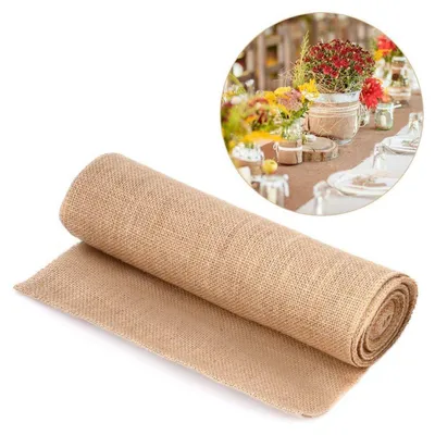 Produktbild von Jute Tischläufer Vintage Natur Leinen Sackleinen Stoff 30x500cm