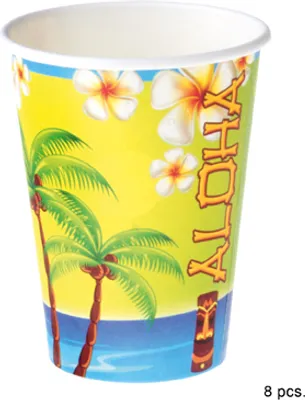 Immagine prodotto di Bicchiere di carta Aloha 8 pezzi circa 10 cm giallo