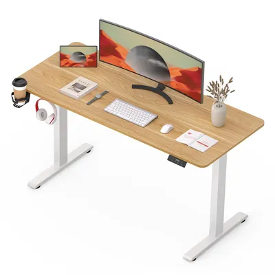 Produktbild von SANODESK QS1 Höhenverstellbarer Schreibtisch Elektrisch, Memory- und Timer-Funktion, Anti-Kollisionsschutz, 60 kg Tragkraft Haken 110x60cm(Weiß-Ahorn)