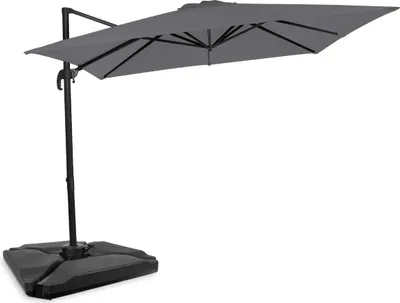 Produktbild von Vonroc VONROC Freitragender Premium-Sonnenschirm Pisogne 300x300cm – Robuster Sonnenschirm – Kombi-Set inklusive füllbaren Premium-Sonnenschirmfliesen – Um 360° drehbar – Neigbar – UV-beständiges Segeltuch – Grau – Inklusive Schutzhülle