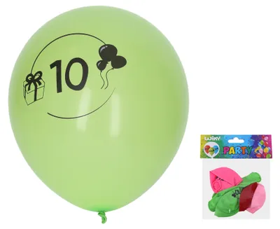Obrázok produktu pre Nafukovací balón 30 cm - sada 5 ks s číslom 10