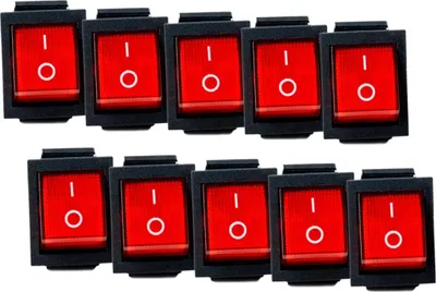 Produktbild von Wippschalter Gummikappe eckig rot/grün beleuchtet - Art: Wippschalter ohne Schutzkappe - Menge: 10