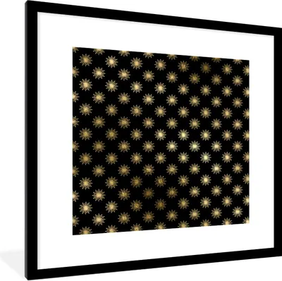 Produktbild von MuchoWow® Gerahmtes Poster Muster - Sonne - Gold 40x40 cm - Poster mit Schwarzem Bilderrahmen Wandposter Rahmen Foto Bilder - Poster - Plakat im Rahmen