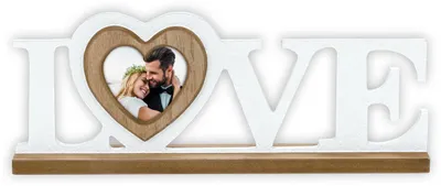 Produktbild von ZEP Janine Herz Fotorahmen Holz Weiß mit Love Schriftzug 33x12,5 cm