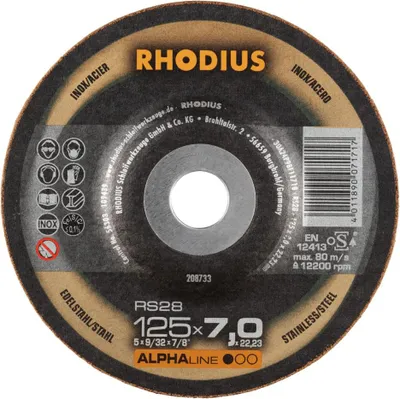 Image de RHODIUS Meule RS28 5 pcs PACK 125 x 7,0 x 22,23 ALPHAline