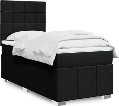 Produktbild von Schlichtes Boxspringbett mit Matratze - Schwarz 100x200 cm Stoff Design Klassische Betten 6082902
