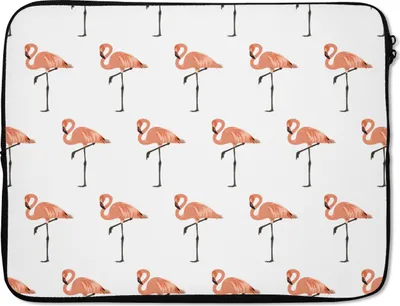 Produktbild von MuchoWow® Laptop Hülle 17 Zoll Laptoptasche Muster - Vogel - Flamingo - Zipper - Schutzabdeckung
