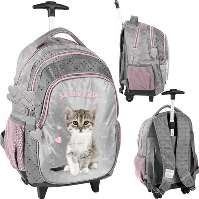 Immagine prodotto di Zaino trolley scuola trolley scuola zaino cartella zaino su ruote; gattino