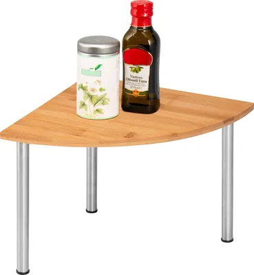 Obrázok produktu pre Bremermann bambusová rohová polica s nerezovou oceľou // cca 25 x 20 x 25 cm (Š/V/Z) Kuchynská polica pre viac úložného priestoru