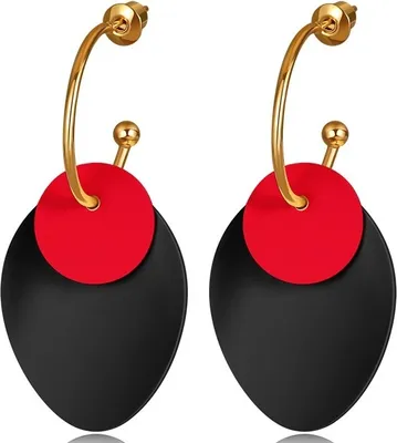 Image de Boucles doreilles Dahlia Noir et Rouge - Élégance et Style KP27454