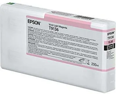 Obrázek produktu pro Epson T9136 Vivid Light Magenta Ink Cartridge (200ml), Standardní výtěžnost, Světlá jasná magenta, Inkoust na pigmentové bázi, 200 ml, 1 kusů