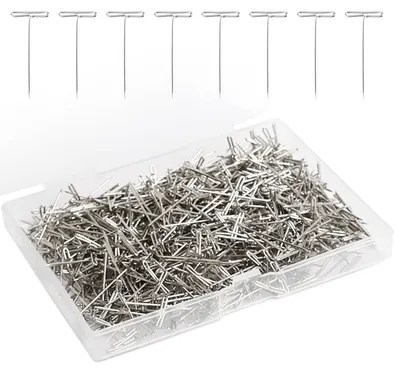 500 T-Stecknadeln 27 mm, Edelstahl, mit Box für Perücken & DIY