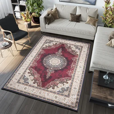 Obrázek produktu pro Koberec s třásněmi Obývací pokoj Ložnice Krátký vlas Moderní design ÖKOTEX Béžová Hnědá Černá 200 x 300 cm