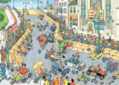 Immagine prodotto di Jan van Haasteren, La gara di soapbox, puzzle di 1000 pezzi