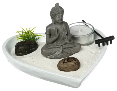 Produktbild von Buddha-Figur mit herzförmigem Tablett ZEN GARDEN