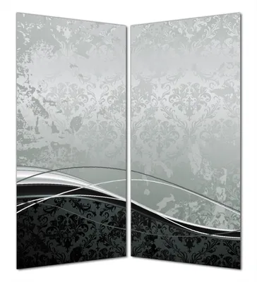 Produktbild von Wallario selbstklebende Duschrückwand 160 x 200 cm mit Motiv Grau-schwarze Schnörkelei mit Wellen - Wandverkleidung mit Hochglanzlaminat in Glasoptik