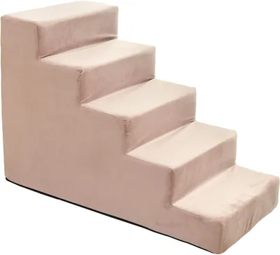 Obrázek produktu pro Schody pro psy Schody pro kočky Schody pro domácí mazlíčky Pomůcka pro lezení Plyšový kryt 5 kroků Pink Velvet