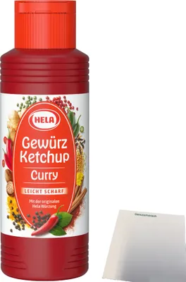 Produktbild von Hela Curry Gewürz Ketchup leicht scharf (300ml Flasche) + usy Block