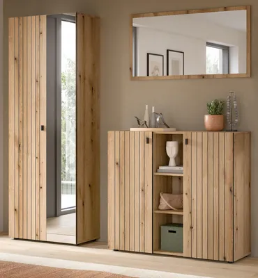 Produktbild von Garderobe Set 3-teilig "Loreno" in Evoke Eiche 191 x 192 cm