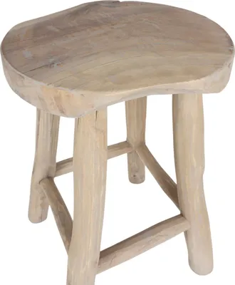 Produktbild von Rustikaler Teakholz Hocker Sitzhocker Holzhocker Blumenhocker Beistelltisch Deko