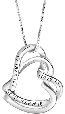 Immagine prodotto di Collana da donna in argento sterling 925 con ciondolo a doppio cuore, lunghezza 45 cm