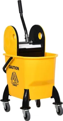 Productafbeelding van Famanu schoonmaakwagen met wringerinrichting - Geel, 26 liter, 44 x 36 x 90 cm