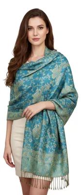 Obrázok produktu pre Šál Pashmina Jacquard, dámsky, viacfarebný, s modrými detailmi, rozmer 28x70 cm