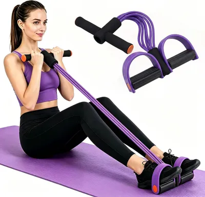 Produktbild von Multifunktions-Spannseil - Pedal-Widerstandsband - Exerciser Pull Rope - 6-teiliges Zugseil - Fitness/Gewichtsverlust/Training/Yoga – Lila