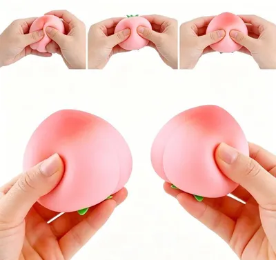 Produktbild von 2er-Set Pfirsich-Knautschspielzeug,Pfirsich-Form, rückstellendes Anti-Stress-Spielzeug für Erwachsene, Büro, rosa, beruhigt Gefühle und fördert Fokus