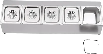Produktbild von Gewürzregal, 5 Behälter, geneigtes Design, Silber