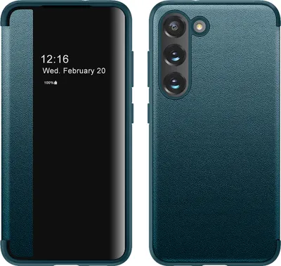 Produktbild von Galaxy S23 Hülle, Schlank Kunstleder Klapp Ledertasche Schutzhülle für Samsung Galaxy S23 Grün