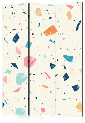 Immagine prodotto di Pannello divisorio pieghevole a 3 ante, decorato su un lato con motivo astratto di pietre, dimensioni 135 cm x 172 cm