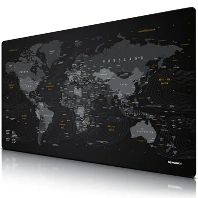Image de Tapis de souris Titanwolf Gaming, XXXL 1500 x 800 x 3 mm Sous-mains Extralarge / Lavable, Carte du monde