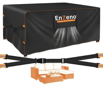Image de Housse de protection pour mobilier de jardin, dimensions 200x150x74 cm, imperméable, tissu 500D, résistante au vent