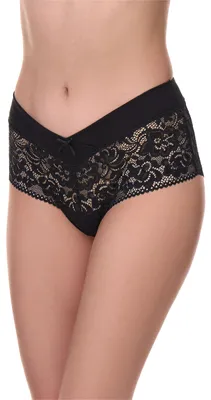 Produktbild von Merry Style Damen Unterhose Hipster Hot Pants mit Spitzenbesatz MSGAB155 (Schwarz-3, 36 (Herstellergröße: S))