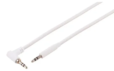 Zdjęcie produktu dla Kabel audio, 3,5 mm, kątowy, TRS, biały, 0,9 m