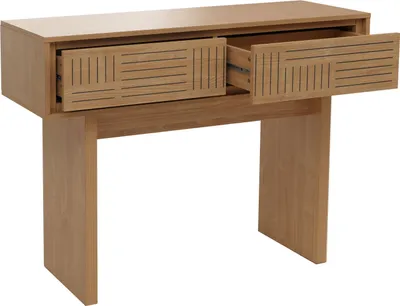 Obrázok produktu pre Konzolový stolík HWC-O31, telefónny stolík odkladací stolík, zásuvka melamín 86x110x41cm ~ jilm prírodný