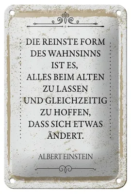 Produktbild von Blechschild Spruch Einstein reinste Form Wahnsinns 12x18cm Schild