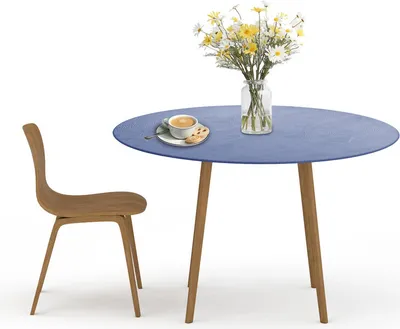 Produktbild von 35.4",Runde Tischdecke wasserdichte Polyurethanknitterfreie fleckenabweisende Tischdecke für runden Tisch,Blau