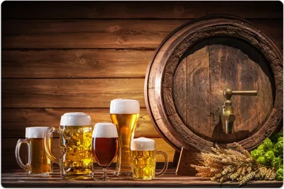 Produktbild von Küchenmatte 150x225 cm Vinylmatte Bodenmatte Dekoration -  Bier Fass