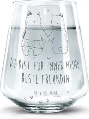 Produktbild von Mr. & Mrs. Panda Glas Bär Freundin - Transparent - Geschenk, Wasserbecher, Beste Freund Liebe Liebesbeweis Verliebt Kumpel Kumpeliene, Tumbler, Wasserglas, Trinkgefäß