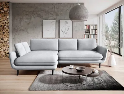 Produktbild von DOMO-HOME Ecksofa mit Schlaffunktion SOLANO – Elegantes Skandinavisches Ecksofa 260x167cm| Bettkasten und Holzbeinen für Komfort und Stil | Hochwertigen Materialien | Farbe weiß | Links