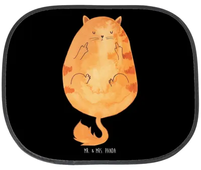 Produktbild von Mr. & Mrs. Panda Sonnenschutz für Autoscheiben Katze Frühaufsteher - Schwarz - Geschenk, Kater, Auto Sonnenblende, Seitenscheibe, Kaffee, Mittelfinger, Fürs, Katzen