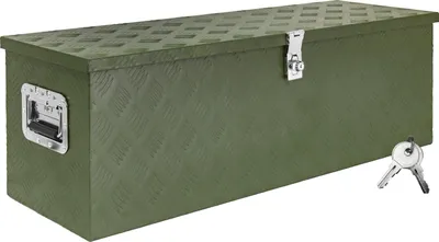 Image de Boîte à Timon Vert Boîte à outils Caisse de camion Boîte en Aluminium Box de remorque avec couvercle Verrouillable Boîte de Transport Rangement D100 trucky
