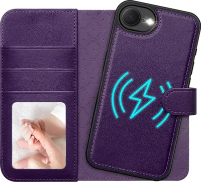 Produktbild von 2in1 Magnet Wallet Handyhülle für iPhone 17e / iPhone 16e Hülle RFID Schutz, abnehmbare Magnet Hülle, MagSafe kompatibel, stoßfestes Case mit Fotofenster