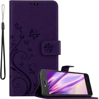 Immagine prodotto di Cadorabo cover per Motorola MOTO C PLUS cover protettiva in viola cover protettiva cover telefono cellulare cover fiori custodia fiore
