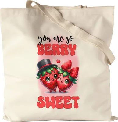Produktbild von You Are So Berry Sweet Erdbeeren Paar Liebe Spruch Jutebeutel
