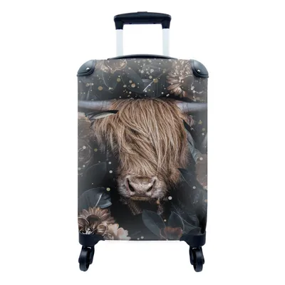 Produktbild von MuchoWow® Koffer Handgepäck Trolley Rollkoffer Kleine Reisekoffer mit 4 Rollen - Scottish Highlander - Blumen - Pflanzen - Cabin Size < 55x40x23 cm & 55x40x20 cm - Fotokoffer - Kabinenkoffer - Boardgepäck - Reise-Box - Reisekoffer - Reisegepäck - Koffer mit Bild - Trolley für Kinder