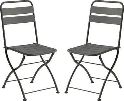Produktbild von Set mit 2 klappbaren Gartenstühlen aus Metall – Anthrazitgrau – MIRMANDE von MYLIA